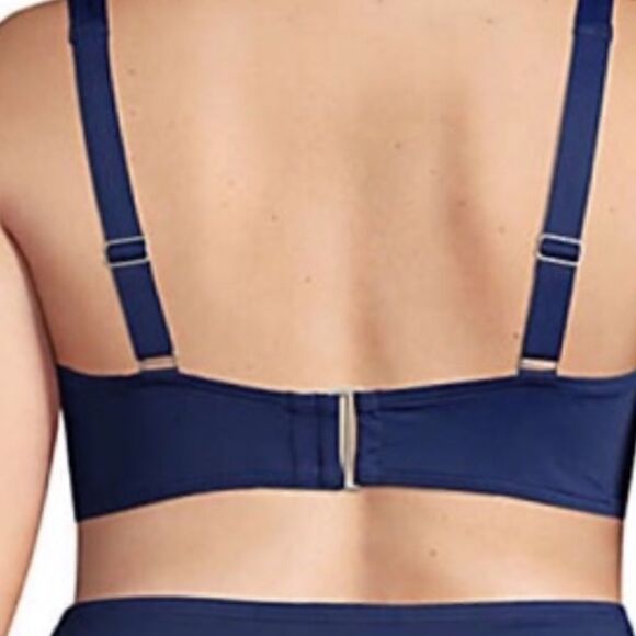 Land’s End Retro bikini top adjustable straps underwire  navy or black D cup Var - Picture 5 of 9